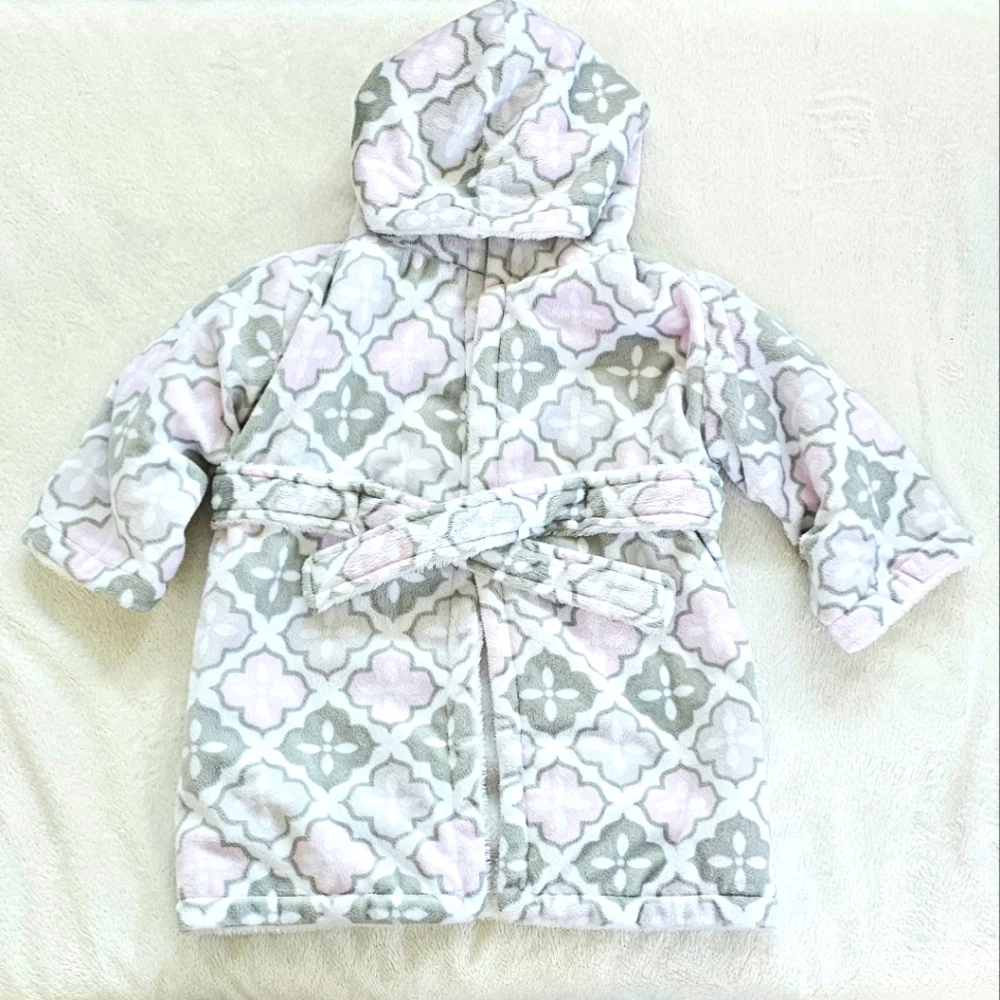 BLANKETS & BEYOND | Baby Girl's Soft Fleece Hooded Robe, Size 6M